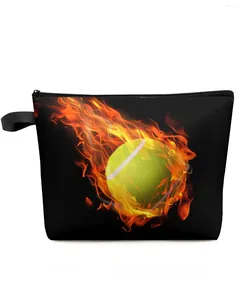 Cosmetic Bags Flame Tennis Black Makeup Bag Pouch Travel Essentials Lady Women Toilet Organizer Kids Storage Pencil Case