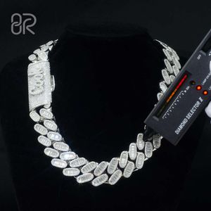 Pulseira Colar Mossanite Hip Hop Grosso VVS Moissanite Cuban Link Chain Personalizado Iced Out 925 Prata Baguette Diamantes Pulseira Fine Jewelry