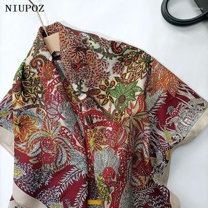 Scarves High Quality Women Twill Silk Feeling Hair Neck Square Bandana Scarf Luxury Office El Waiter Flight Attendants 90 90cm