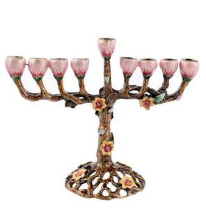 9 Branch Hanukkah Menorah Candle Holders Tree of Flowers Antique Candlestick Holder H220419258N3351059