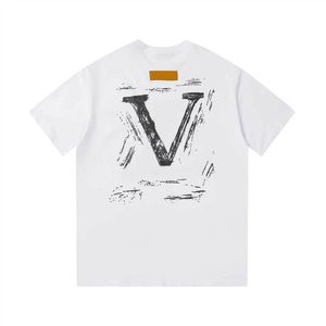 Louiseviution Shirt New Letter Paint Graffiti Print Designer T Shirts Louiseviution Man Summer Pure Cotton Breathable Tshirts Womens Campus Couple Clothes 137