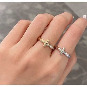 Rings Jewelry S925 Sterling Silver t Single Half Diamond Ring Exquisite Daily Versatile Advanced 2N1B