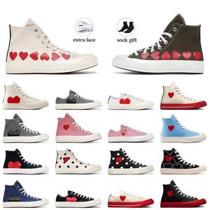 AAA+Top En İyi Top Vintage Commes des Garcons X 1970'ler Tasarımcı Tuval Ayakkabı Kadınlar Erkekler All Star Classic 70 Chucks Taylors Düşük Çok Kalp Düz Eğitimler Spor Spor ayakkabıları