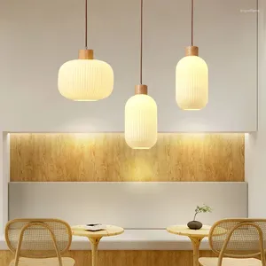 Pendant Lamps Modern Lamp LED Loft Dining Roon Bedroom Lampshade Crude Wood Chandelier Home Lighting Fixture Base