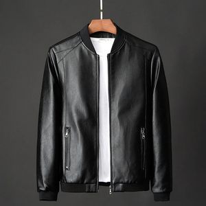 Läderjacka Bomber Motorcykeljacka Men Black Biker Pu Baseball Jacket Plus Size 7xl Fashion Causal Jaqueta Male 240103