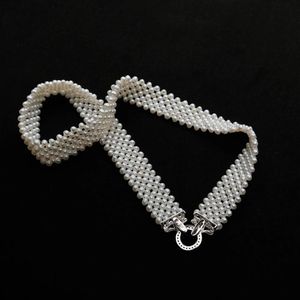 Halsband amorita boutique zirkon luxry gåva brud halsband bröllop naturligt pärlhalsband bästa gåva choker halsband hand wove