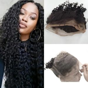 Closure Indian 360 Lace Frontal Closure Lace Frontals With Baby Hair Piece Straight Body Deep Curly Wave 100% Peruvian Indian Human Hair