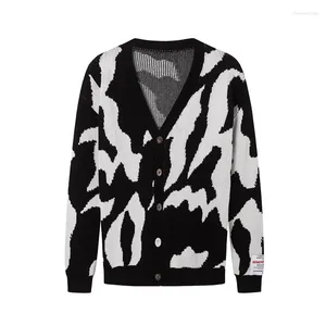 سترات الرجال RRR123 American Trendy Brand V-Neck Cardigan Retro Camouflage Contraving Jacquard Knit و Women's Loose Dised