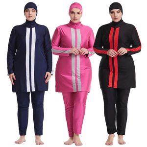 Set Costume da bagno musulmano completamente coperto Donna Elastico Plus Size Costumi da bagno islamici Tradizionale Hijab Piscina Costumi da bagno Lady Xl6xl