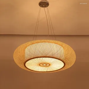 Pendant Lamps Modern Bamboo Led Lights For Living Room Chinese Style Hanging Light Cover Bedroom Kitchen Home Decor
