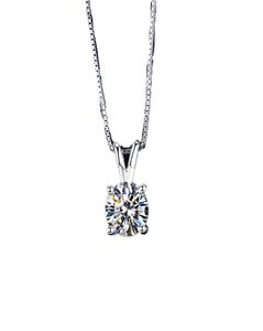 White 6mm8mm Lab Diamond Solitaire Pendants Necklace 925 Sterling Silver Choker Statement Necklaces Women Fashion Jewelry XN1171404010