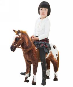 Dorimytrader 82cm X 62cm Giant Soft Plush Simulation Animal War Horse Plush Toy Lifelike Ride Horse Horse Plush Toy Gift for Child2785048