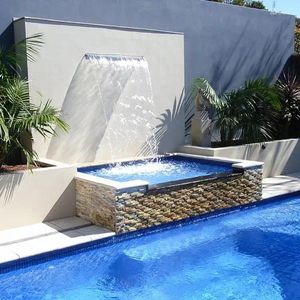 Garden Decorations Decorative Outdoor Wall Hanging Fountain Spillway LED Lights Artificial Swimming Pool Waterfall