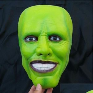 Parti Maskeleri Jim Carrey Filmler Mask Cosplay Yeşil Kostüm Adt Fantezi Elbise Yüz Cadılar Bayramı Masquerade Y200103 Bırak Teslimat Ev GA DHYVD