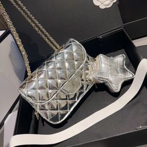 2024 novo design de moda de luxo feminino clássico retro estrela gêmeo saco metal corrente flip saco super versátil um ombro crossbody saco