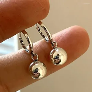 Dangle Earrings Retro Round Ball Gold Color Hoop Earring Tempemament Korean Fashion Jewelry Stainless Stainless Steels Stains Steel