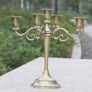 Titulares Bronze Metal Velulador 5 Arms Candle Stand 27 cm de altura Evento de casamento Candelabra Candle Stick