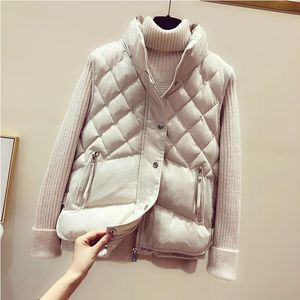 가죽 가을 가을 겨울 여자 조끼 재킷 패션 캐주얼 한 느슨한 따뜻한 면화 양복 조끼 다이아몬드 민소매 여성 외부웨어