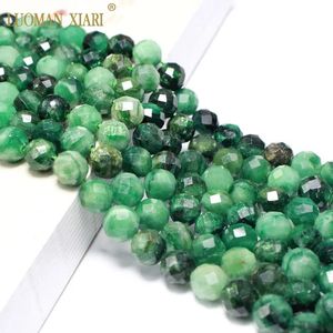 Boxes Fine 100% Natural Stone Faceted Emerald Green Round Gemstone Spacer Beads for Jewelry Making Diy Bracelet Necklace 6/8/10mm