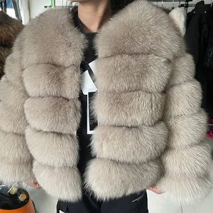 Maomaokong Furry Natural Fox Raccoon Real Fur Coat Women Jacket Luxury Winter Parka Vest Female Leather Clothes Brown Beige 240102