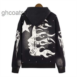 Tasarımcı Hoodie Hellstar Erkekler Pullover Spiderweb Yıldız Flaş Uzun Kollu Sokak Hip-Hop Sweatshirts Mavi Kırmızı Gri Siyah Beyaz Yoga Vintage Hoodios 845D