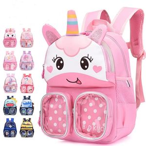 Cartoon Dinosaur Unicorn Boy Girl Double Shoulder Backpack Children's Preschool School Bag Adjustable Shoulder Strap 240102