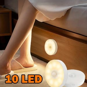 1PC Intelligent Human Induction LED Night Lamp Pir Motion Sensor Light Control USB Laddning Nöd automatisk belysning Korridor Bedside Home Garderob.