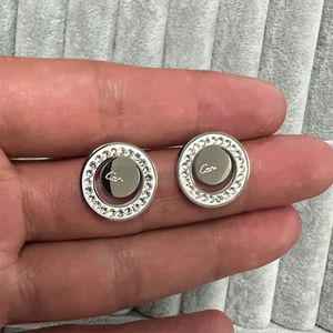 T GG di lusso in acciaio inossidabile 316L con diamante CA orecchino a bottone 18 carati oro rosa argento 15 mm orecchini a bottone donna ragazza festa di nozze gioielli d'amore non tramonterà mai