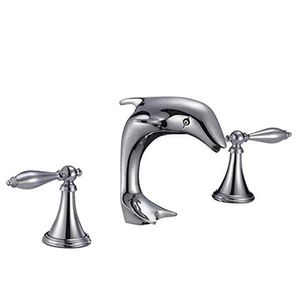 Faucets Free ship chrome 3 Pieces WIDESPREAD LAVATORY BATHROOM SINK dolphin FAUCET mixer tap lever handles deck mounted new