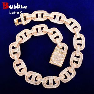 Ringar bubbla brev baguett halsband för män miami kubansk länk kedja hip hop guld färg koppar bling mode rock juvelry jul