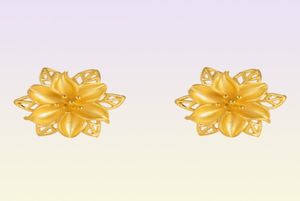 Ohrstecker aus 24-karätigem Gold für Damen, edler Schmuck, Vintage-Ohrring mit hohler Blume, für Hochzeitsgeschenk, goldfarbener Schmuck sh4244849