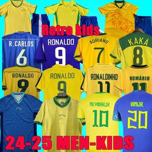 2024 Brasil VINI JR camisetas de fútbol 24 25 2002 1970 1998 1997 Ronaldinho camisa retro Carlos Romario Ronaldo 2004 1994 Brasil 2006 RIVALDO ADRIANO 2000 PELE hombres niños kit