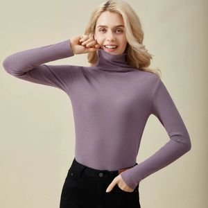 Sous-vêtements thermiques d'hiver pour femmes col pile vêtements thermiques pour femme d'hiver cachemire protéine Slim Fit élastique t-shirts hauts 240103