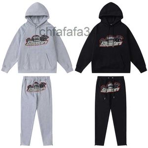 Trapstar Red and Black Tiger Head Towel Embroidered with Velvet Hoodie Closed Zipper Trousers Casual Sweatpants Suit Fashion DUG0 NKSP