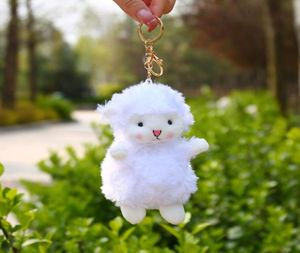 Sheep Plush Keychain pendants creative cute car key chain lovers cartoon bag Pendant stuffed dolls Kids Toys Baby Birthday Gift Fo9792442