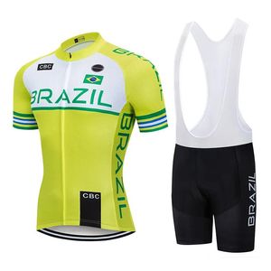 Tops 2023 pro tour team brasil camisa de ciclismo conjunto bicicleta maillot respirável mtb roupas secagem rápida ropa ciclismo gel almofada