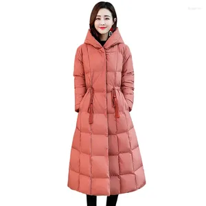 Women's Trench Coats 2024 Winter Casual Cotton Clothing Women Fashion Slim Thick Long Solid Color Hooded Parkas