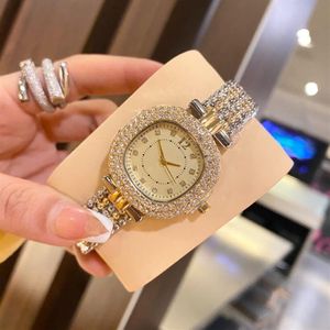Moda luksusowe złoto zegarki dla kobiet zegarki damskie damskie damskie zegar ze stali nierdze nierdzewne lodowane diamenty słynne marki bransoletki clock226m