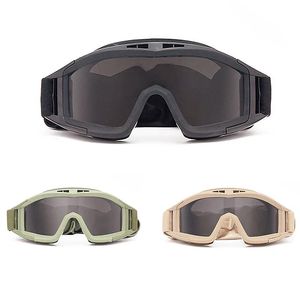 Sunglasses Black Tan Green Tactical Goggles Military Shooting Sunglasses 3 Lens Airsoft Paintball Windproof Wargame Mountaineering Glasses