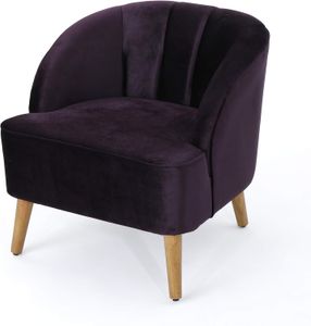 Christopher Knight Home Amaia Modern Velvet Club Chair, Blackberry / Walnut