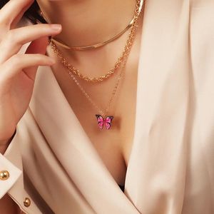 Ожерелья с подвесками, модное женское ожерелье с бабочкой, тайское жемчужное ожерелье, двойное колье-цепочки, ювелирные изделия для девочек, подарок в стиле бохо для