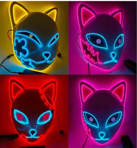 Halloween Cosplay Anime Demon Slayer Oświetlenie Luminous LED Light Light Mask Mask