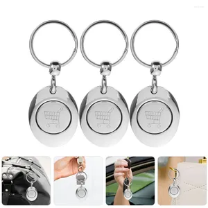 Keychains Metal Shopping Trolley Token Key Ring Portable Coin Holder Supermarket Cart Chip Keychain