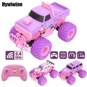 Pink RC Car Electric Drive Offroad 24g Big Wheel High Speed ​​Purple Remote Control Trucks Girl Toys for Children 240103