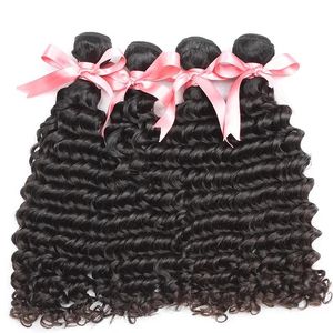 Wefts Greatremy obearbetad brasilianska hårbuntar Dyable Deep Wave Weft 4st.