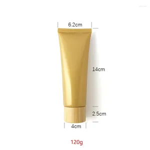 Lagringsflaskor Body Lotion Conditioner Cleansing Bamboo Screw Top PE Squeezable Plastic Cosmetic Tube 100 ml 120 ml