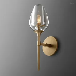 Wall Lamp American Modern Indoor Romantic Living Room Bedroom Bar Cafe Simple Fancy Tulip Luxury Glass Art Deco Crystal