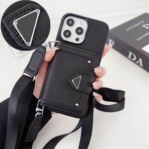 Projektancki TRIANGER TRIANGLE P CUSIN IPhone 15 Pro Max Case Uchwyt karty Apple iPhone 14 Pro Max 13 12 13promax 15 Plus Case Luksus Crossbody Pasp Cover