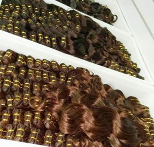 Todo tece 10 pçslot extensão de cabelo marrom ondulado processado pacotes de cabelo asiático brasileiro emocionante shopping4446959