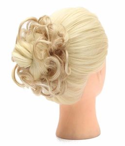 Whole1PC Bulls Hair Piece Updo Bride Bun Natural Elastic Hairpiece Wavy Messy Multificational Synthetic Curly Hair Chignon6303976